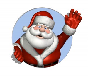 Santa Waving Through a Circle